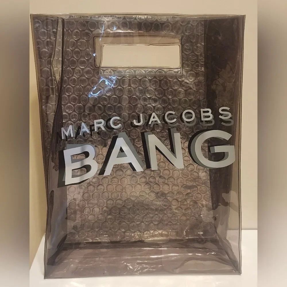 New Marc Jacobs Smoky Gray Plexi "Bang" Bag Handheld 11" x 9" x3"